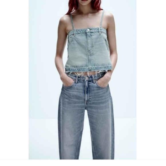 RARE!Zara NWT Denim Top Size S - Picture 4 of 11